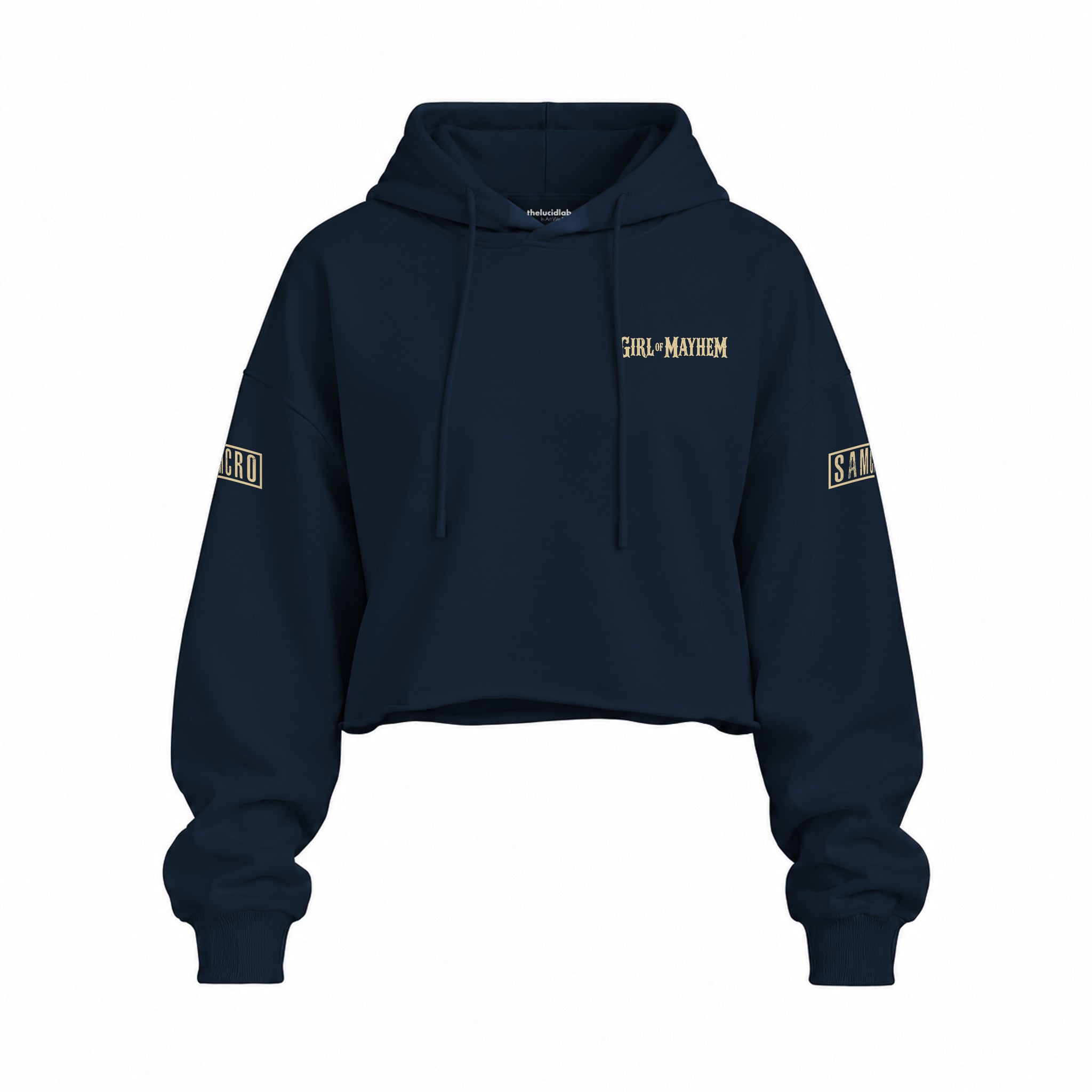 Sons Of Anarchy: Girl of Mayhem Oversize Crop Hoodie — Lacivert — Ön baskı