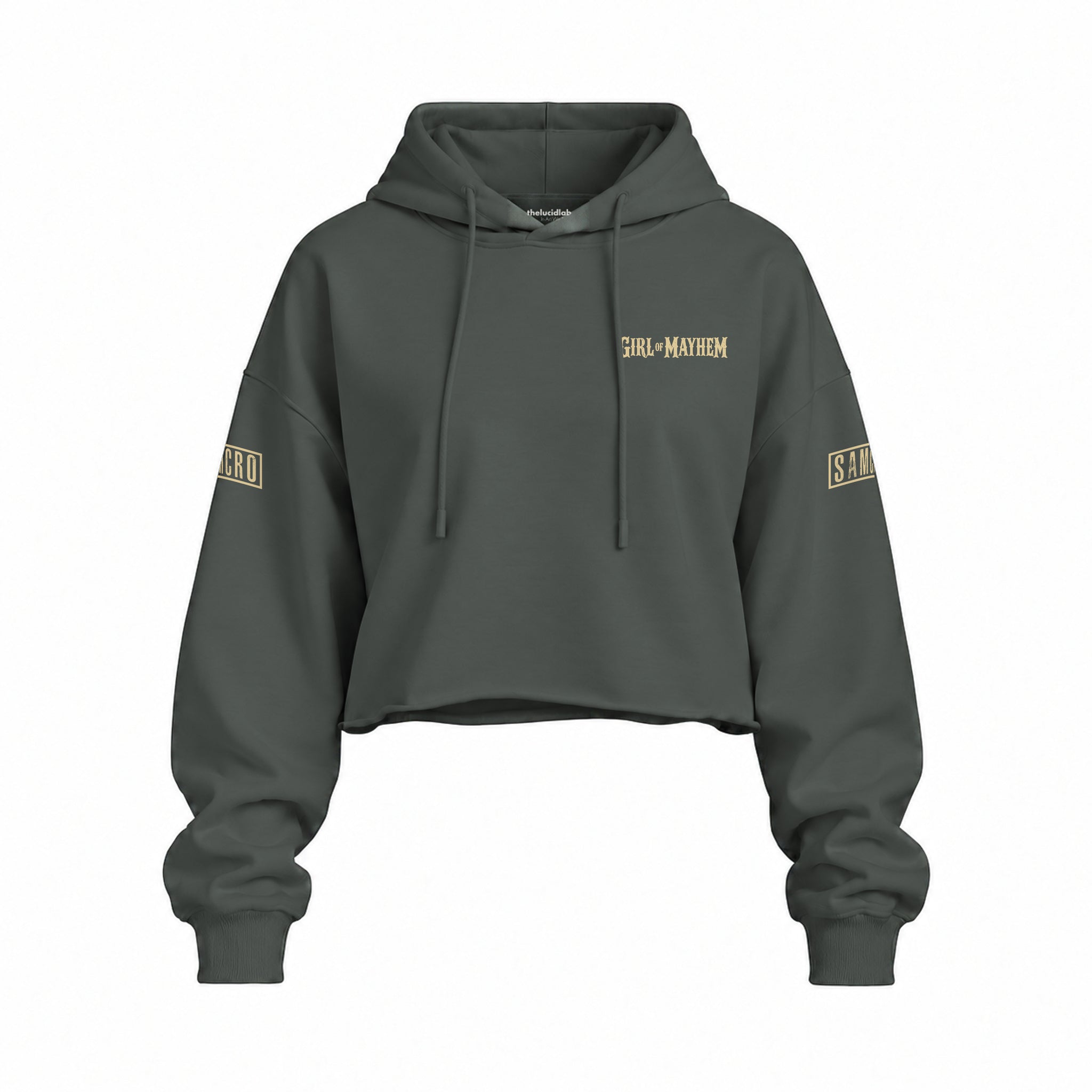 Sons Of Anarchy: Girl of Mayhem Oversize Crop Hoodie — Antrasit — Ön baskı