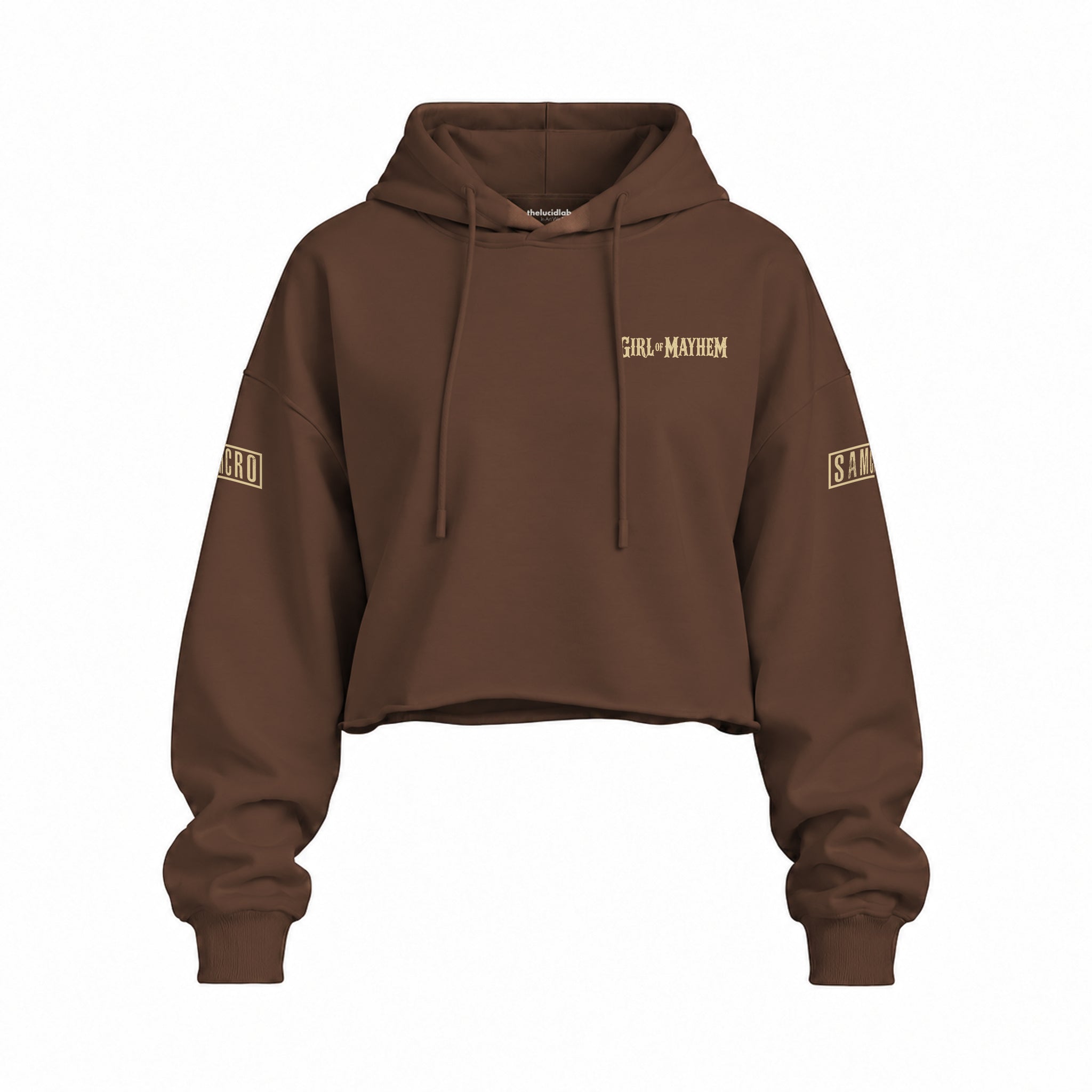 Sons Of Anarchy: Girl of Mayhem Oversize Crop Hoodie — Kahverengi — Ön baskı