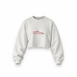 Life Is Like 69 Oversize Crop Sweatshirt — Beyaz — Ön baskı