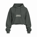 Dramatic Overthinker Oversize Crop Hoodie — Antrasit — Ön baskı