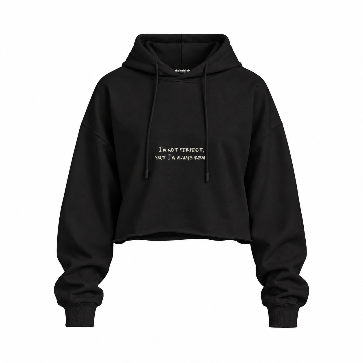 Always Real Oversize Crop Hoodie — Siyah — Ön baskı