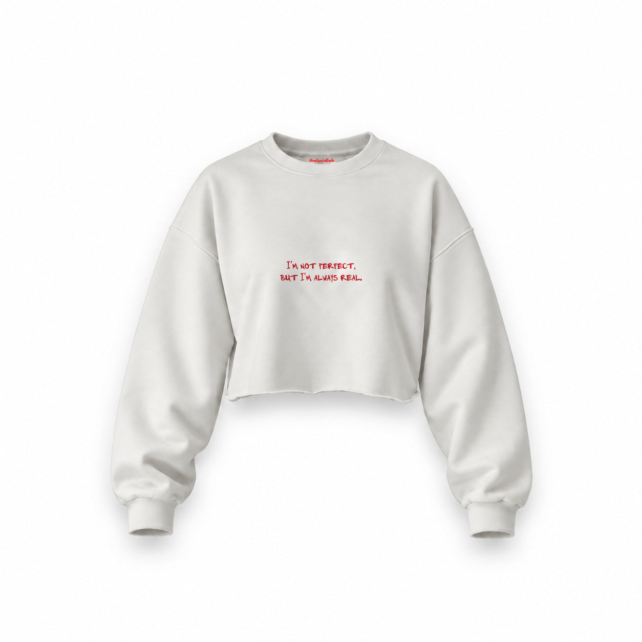 Always Real Oversize Crop Sweatshirt — Beyaz — Ön baskı