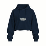 Stop Drinking Oversize Crop Hoodie — Lacivert — Ön baskı