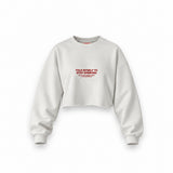 Stop Drinking Oversize Crop Sweatshirt — Beyaz — Ön baskı