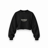 Stop Drinking Oversize Crop Sweatshirt — Siyah — Ön baskı