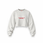 In My Head Oversize Crop Sweatshirt — Beyaz — Ön baskı