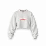 In My Head Oversize Crop Sweatshirt — Beyaz — Ön baskı