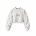 Make Me Mad Oversize Crop Sweatshirt — Beyaz — Ön baskı
