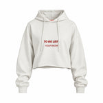 To Do List Oversize Crop Hoodie — Beyaz — Ön baskı