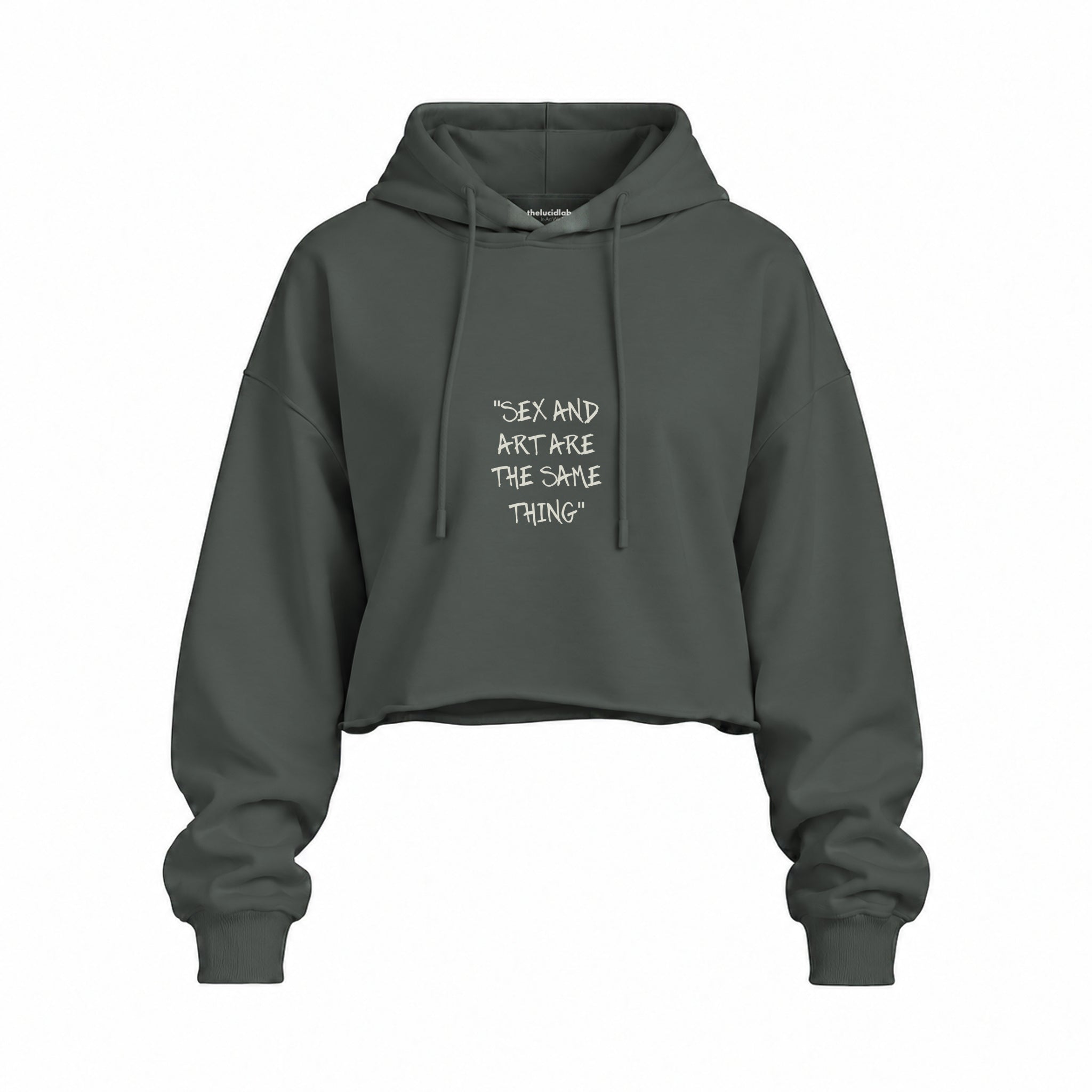 Sex And Art Oversize Crop Hoodie — Antrasit — Ön baskı