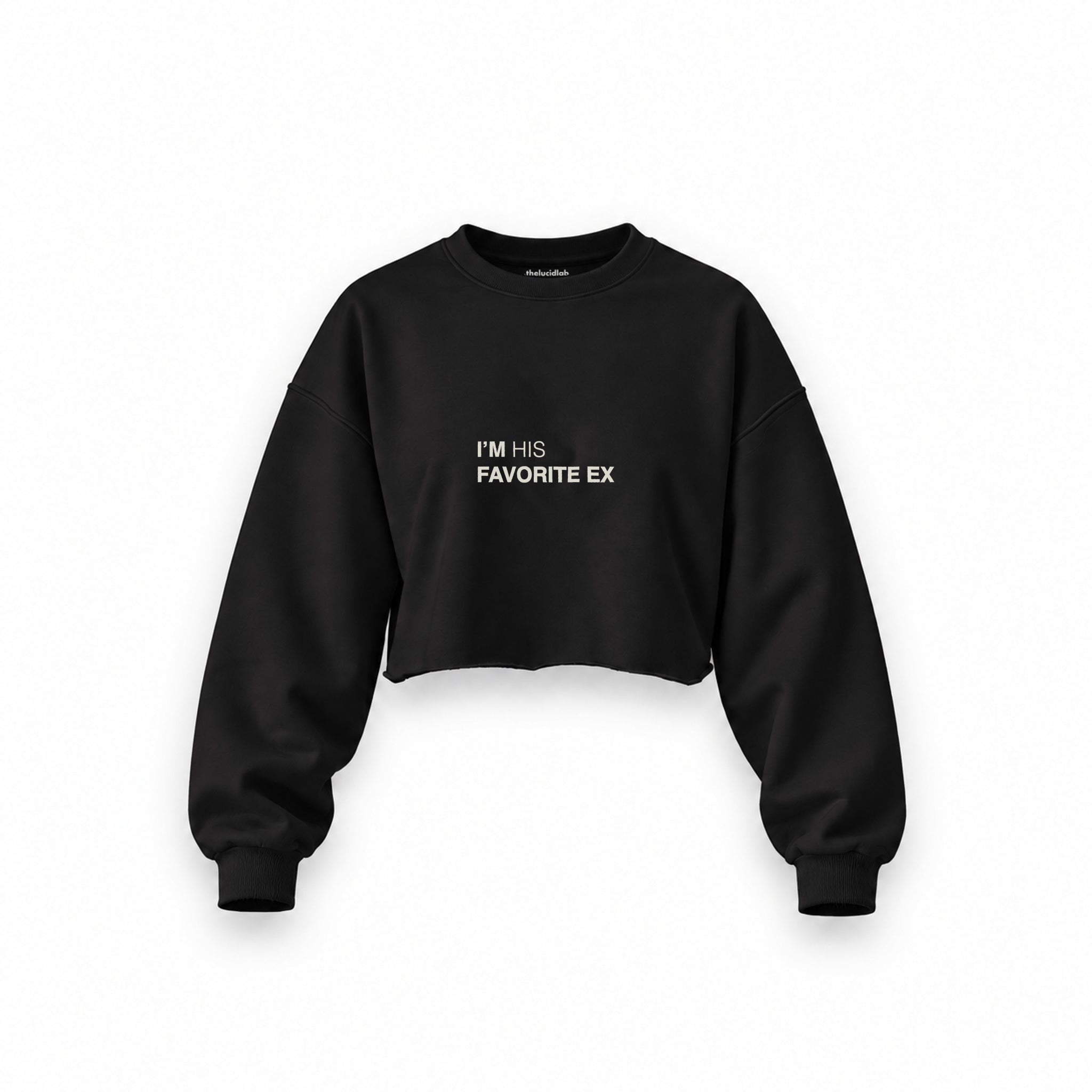 His Favorite Ex Oversize Crop Sweatshirt — Siyah — Ön baskı