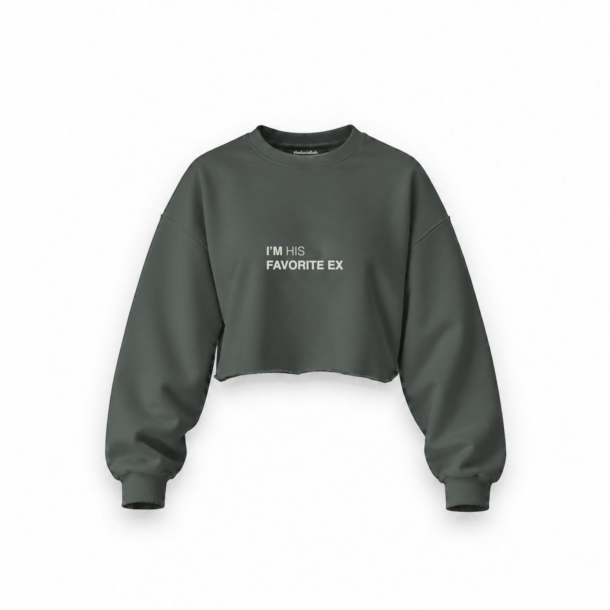 His Favorite Ex Oversize Crop Sweatshirt — Antrasit — Ön baskı