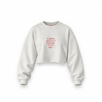 My Mental Health Oversize Crop Sweatshirt — Beyaz — Ön baskı