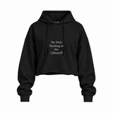 The Library Oversize Crop Hoodie — Siyah — Ön baskı