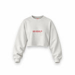 Good Handjob Tip Oversize Crop Sweatshirt — Beyaz — Ön baskı