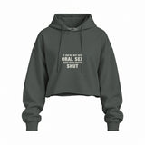 Keep Your Mouth Shut Oversize Crop Hoodie — Antrasit — Ön baskı