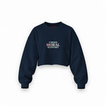 Moral Support Oversize Crop Sweatshirt — Lacivert — Ön baskı