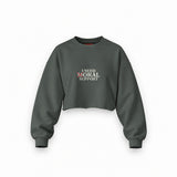 Moral Support Oversize Crop Sweatshirt — Antrasit — Ön baskı
