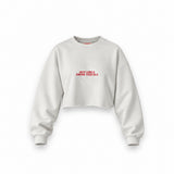 Hot Girls Drink Tequila Oversize Crop Sweatshirt — Beyaz — Ön baskı
