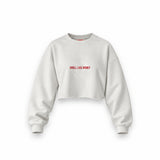 Smell Like Money Oversize Crop Sweatshirt — Beyaz — Ön baskı