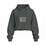 Eat Your Girl Oversize Crop Hoodie — Antrasit — Ön baskı