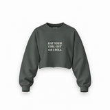 Eat Your Girl Oversize Crop Sweatshirt — Antrasit — Ön baskı