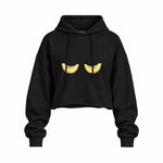 Nice Melons Oversize Crop Hoodie — Siyah — Ön baskı