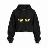 Nice Melons Oversize Crop Hoodie — Siyah — Ön baskı