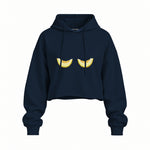 Nice Melons Oversize Crop Hoodie — Lacivert — Ön baskı