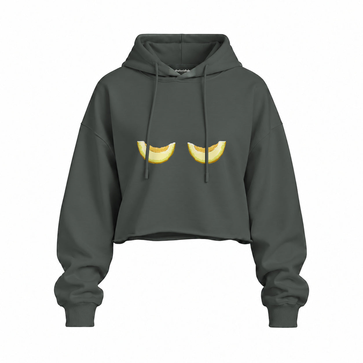 Nice Melons Oversize Crop Hoodie — Antrasit — Ön baskı