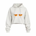 Juicy Bits Oversize Crop Hoodie — Beyaz — Ön baskı