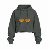Juicy Bits Oversize Crop Hoodie — Antrasit — Ön baskı