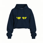 Sour Twins Oversize Crop Hoodie — Lacivert — Ön baskı