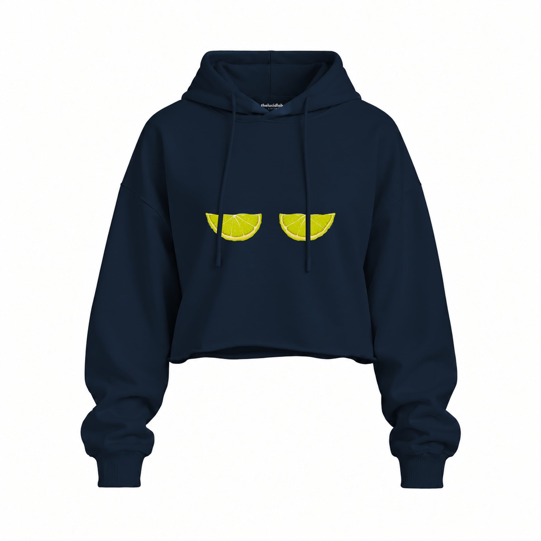 Sour Twins Oversize Crop Hoodie — Lacivert — Ön baskı