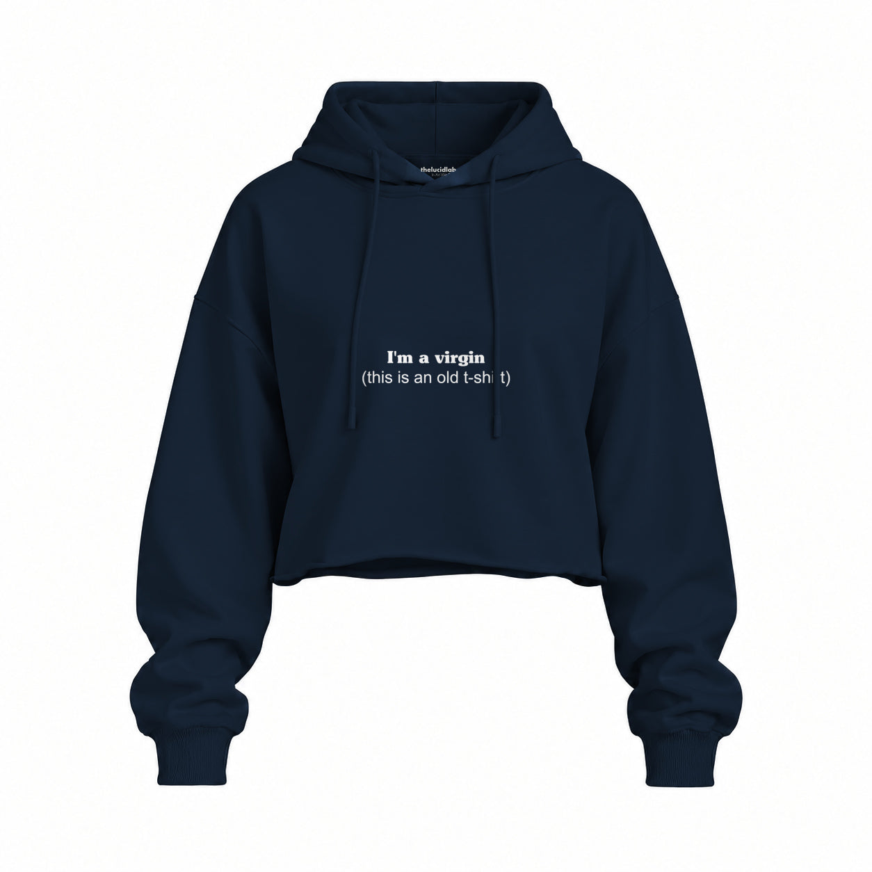 Virgin Energy Oversize Crop Hoodie — Lacivert — Ön baskı