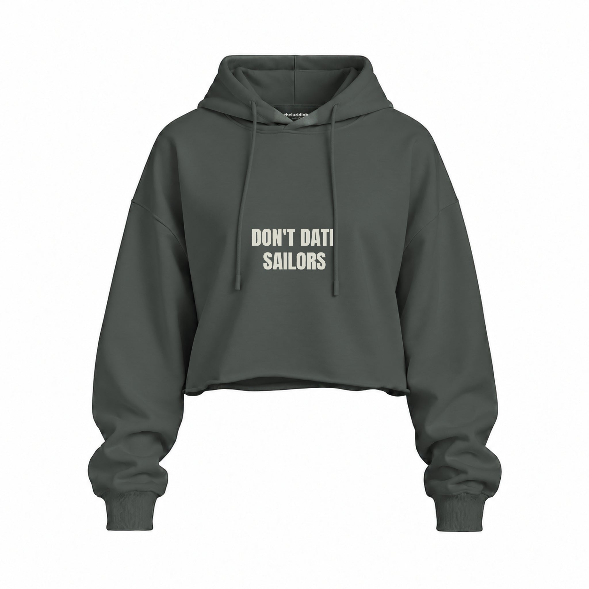 Don't Date Sailors Oversize Crop Hoodie — Antrasit — Ön baskı