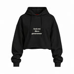 Fuck Me Like the Government Oversize Crop Hoodie — Siyah — Ön baskı