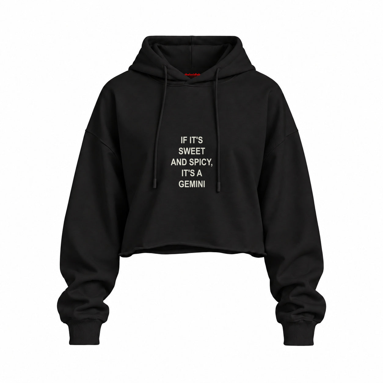 It's a Gemini Oversize Crop Hoodie — Siyah — Ön baskı