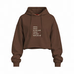 Mirror, Mirror Oversize Crop Hoodie — Kahverengi — Ön baskı