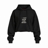 Treat Your Girl Right Oversize Crop Hoodie — Siyah — Ön baskı