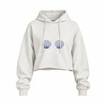 Nice Shells Oversize Crop Hoodie — Beyaz — Ön baskı