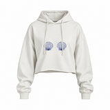 Nice Shells Oversize Crop Hoodie — Beyaz — Ön baskı
