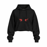 Nice Shrimps Oversize Crop Hoodie — Siyah — Ön baskı