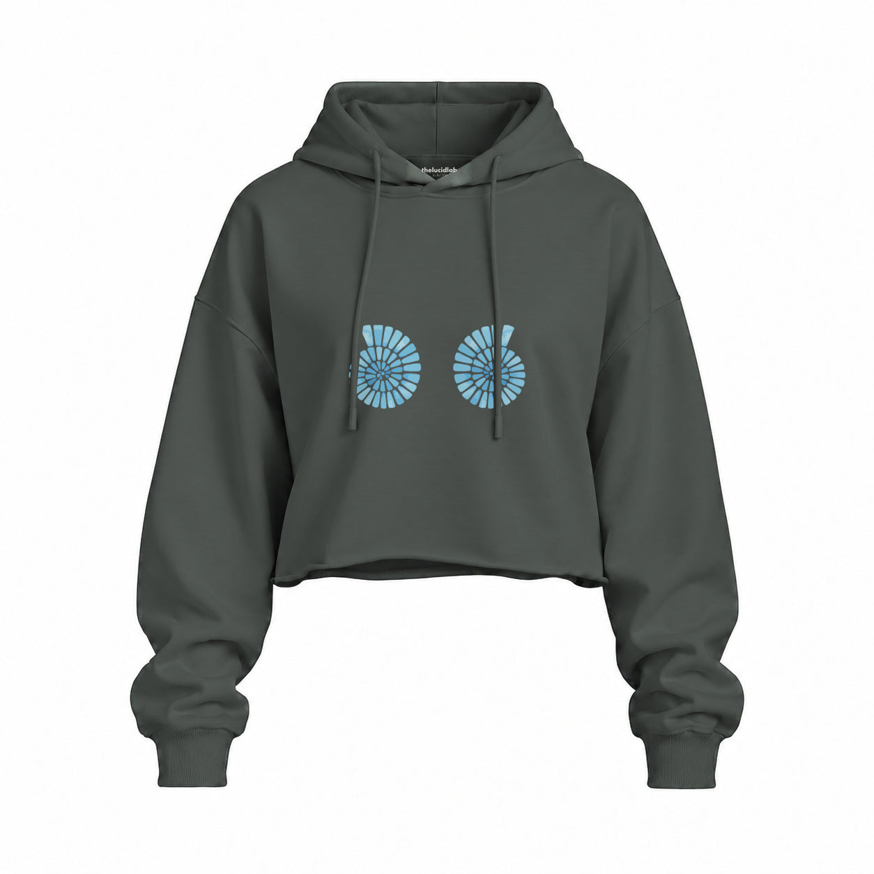 Shell Yeah Oversize Crop Hoodie — Antrasit — Ön baskı
