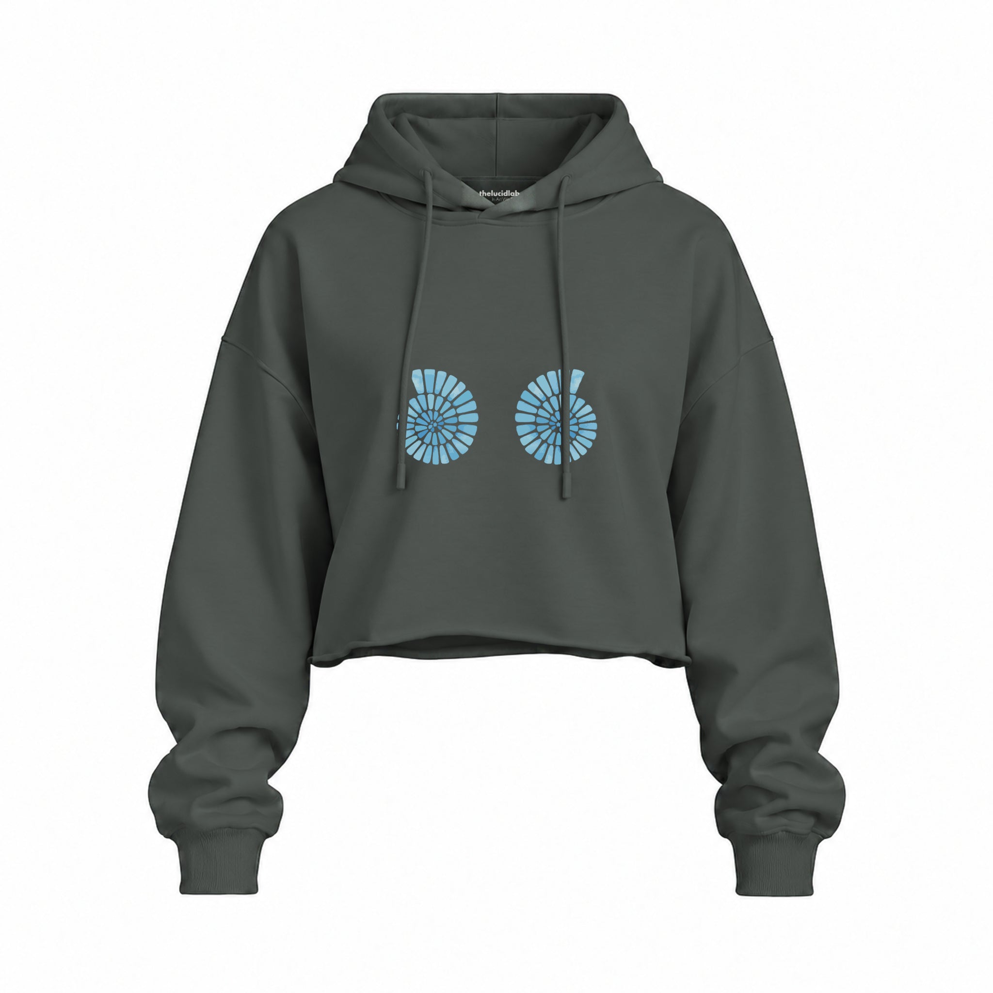 Shell Yeah Oversize Crop Hoodie — Antrasit — Ön baskı