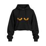 Sunny Side Up Oversize Crop Hoodie — Siyah — Ön baskı