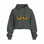 Sunny Side Up Oversize Crop Hoodie — Antrasit — Ön baskı