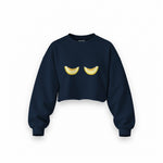 Nice Melons Oversize Crop Sweatshirt — Lacivert — Ön baskı