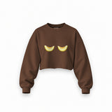 Nice Melons Oversize Crop Sweatshirt — Kahverengi — Ön baskı
